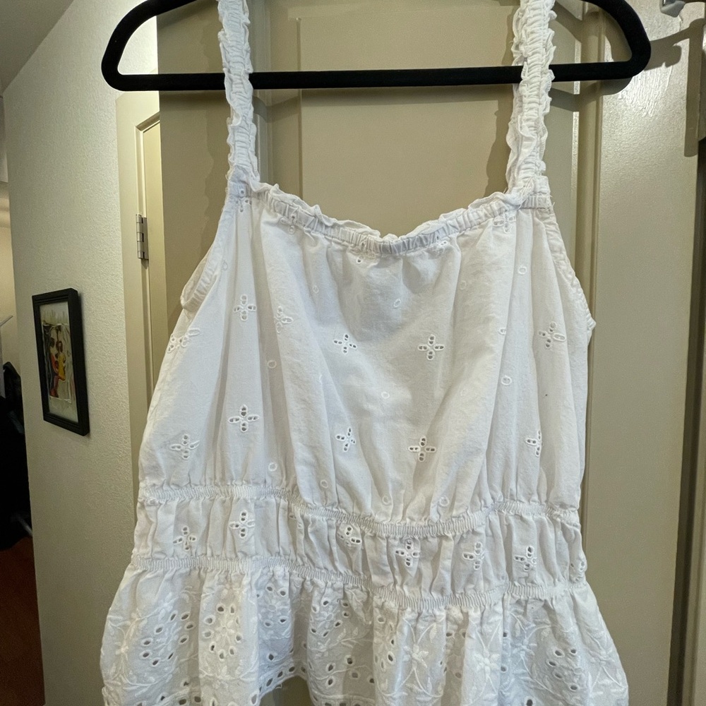 White Ruffled Peplum Camisole